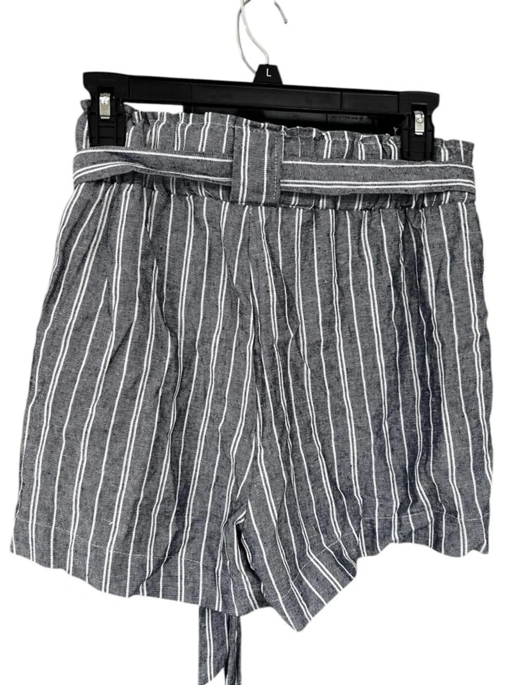 Striped Paperbag Waist Tie-Front Shorts - Gray - Picture 2 of 3